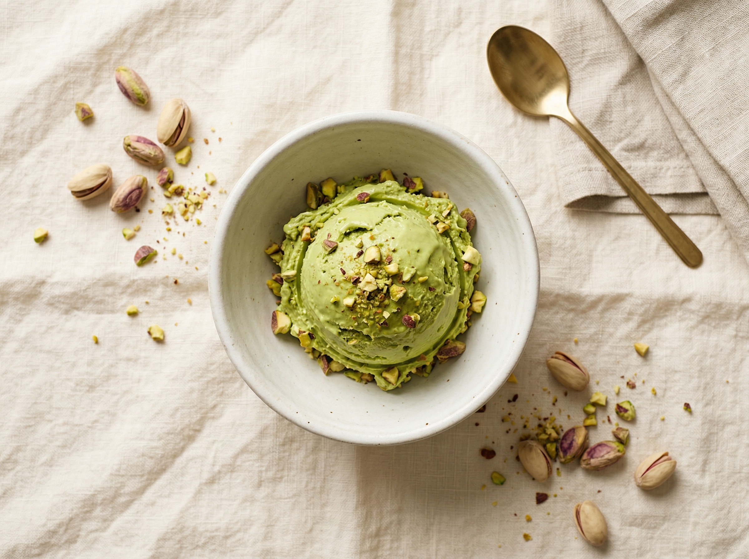 Gelato al pistacchio di Bronte DOP — gusto signature della Gelateria Orso Bianco a Castiglione della Pescaia